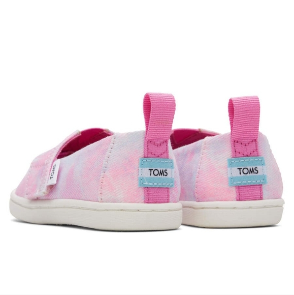 TOMS' Alpargata Neon Pink Multi Tie Dye Twill. Sz Y13 - Picture 6 of 8